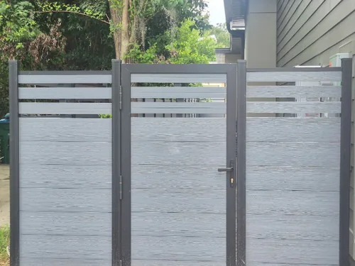 Aluminum fence with lattice top and gate in Mount Dora